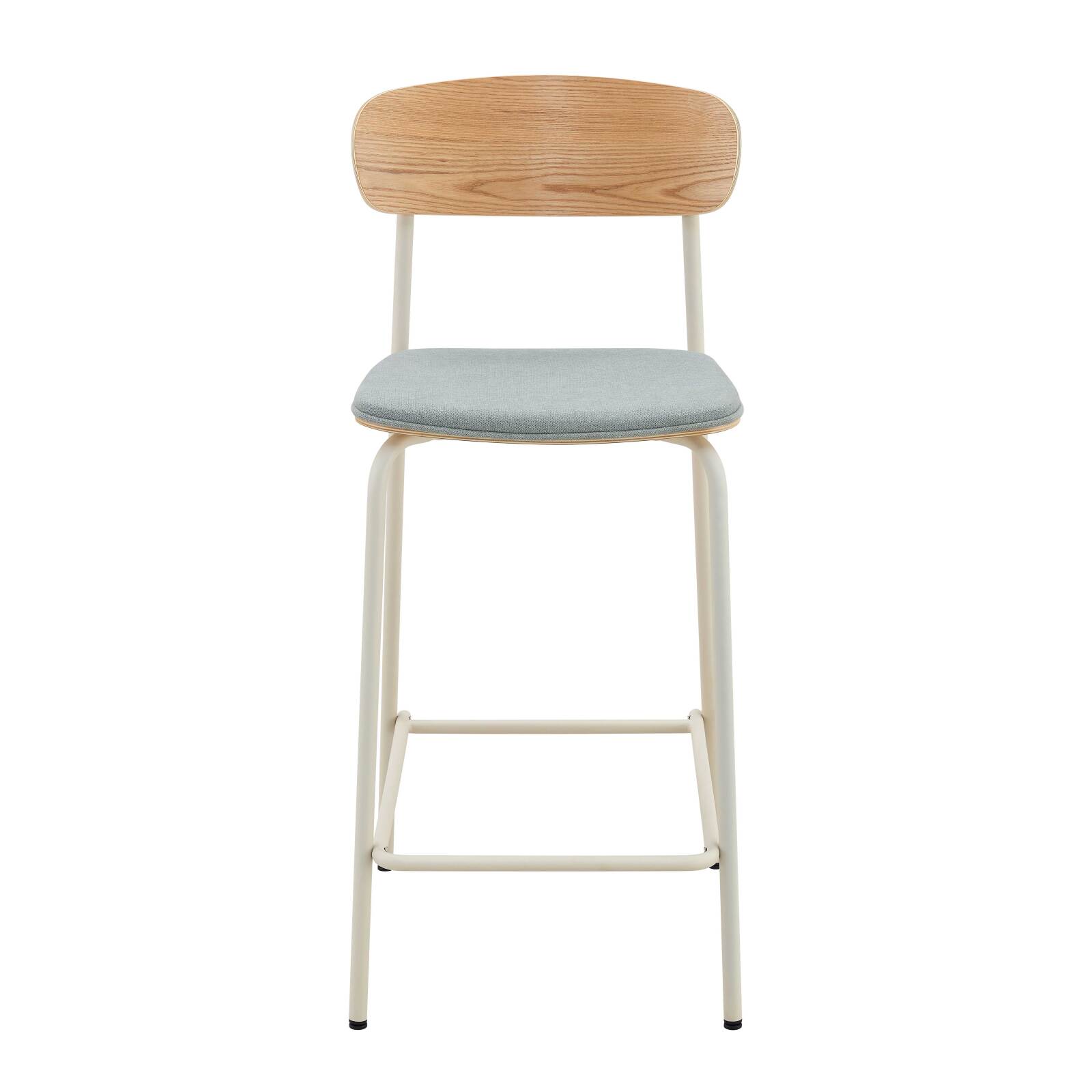 Lote de 2 sillas altas de metal, madera y tela Lote de 2 sillas altas de metal, madera y tela