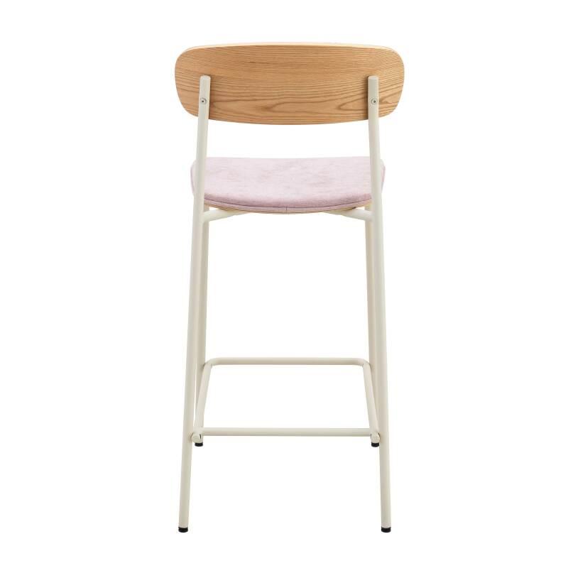 Lote de 2 sillas altas de metal, madera y tela (4/6)