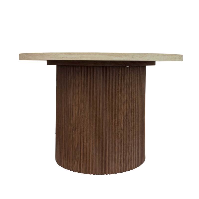 Mesa de centro efecto madera oscura redonda Ø70 x 45 cm