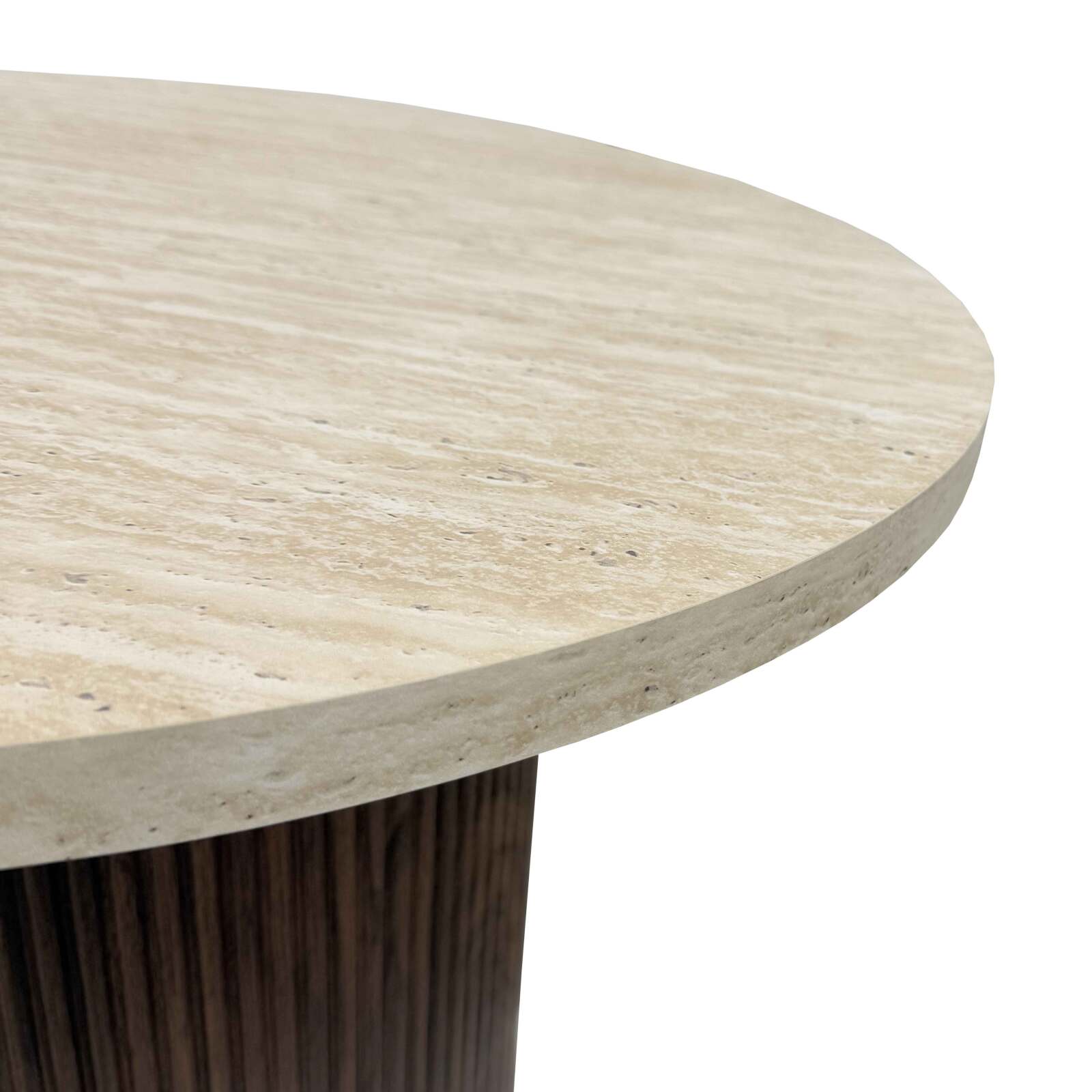 Mesa de centro efecto madera oscura redonda Ø70 x 45 cm