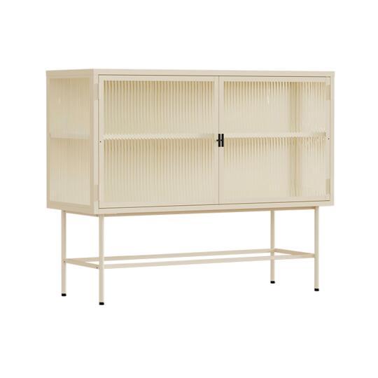 Aparador de metal y cristal 2 puertas 110 cm | Oviala