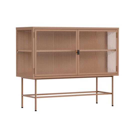 Aparador de metal y cristal 2 puertas 110 cm | Oviala