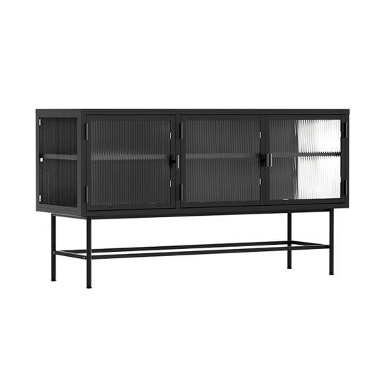 Aparador de metal y cristal 3 puertas 120 cm | Oviala