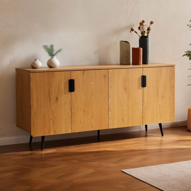 Aparador efecto madera 4 puertas 160 cm