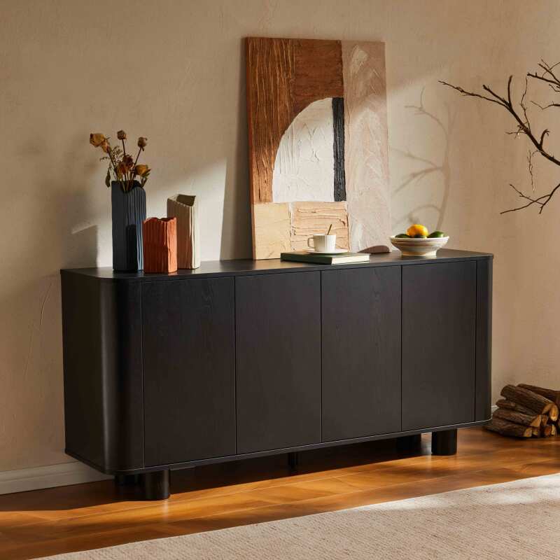 Aparador efecto madera 4 puertas 160 cm