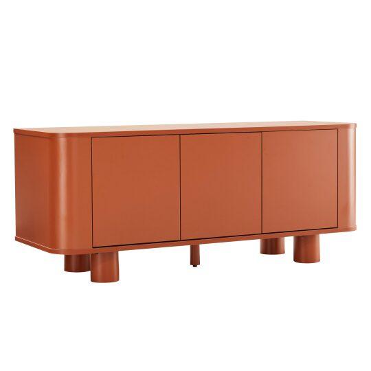 Mueble de TV naranja 120 cm estilo escandinavo