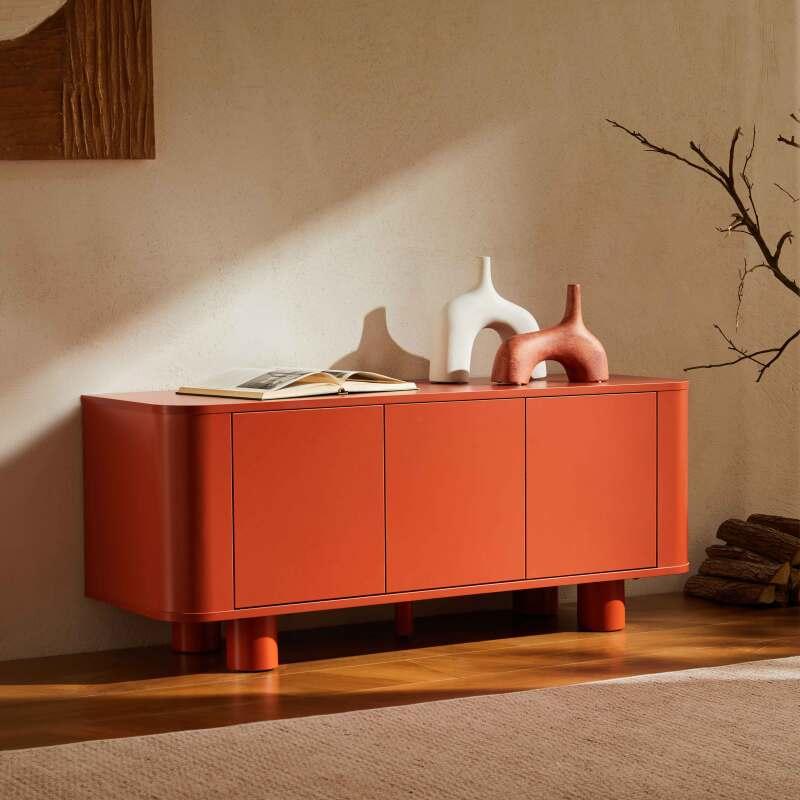 Mueble de TV naranja 120 cm estilo escandinavo