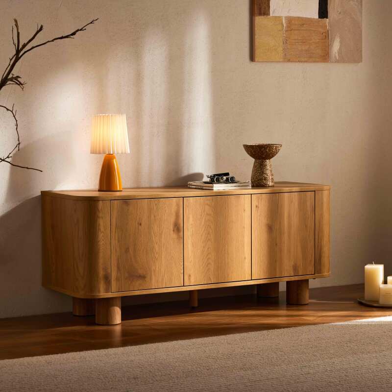 Mueble TV efecto madera 120 cm estilo escandinavo