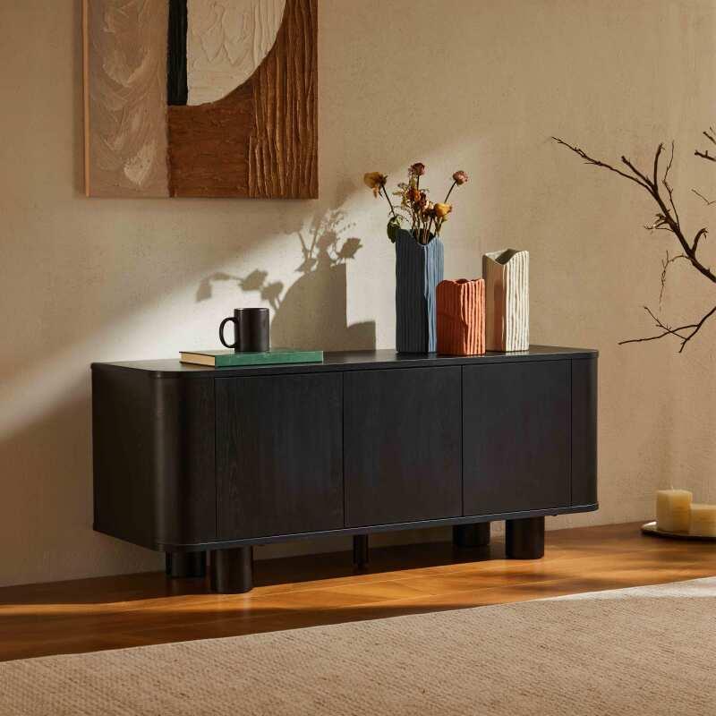 Mueble TV efecto madera 120 cm estilo escandinavo