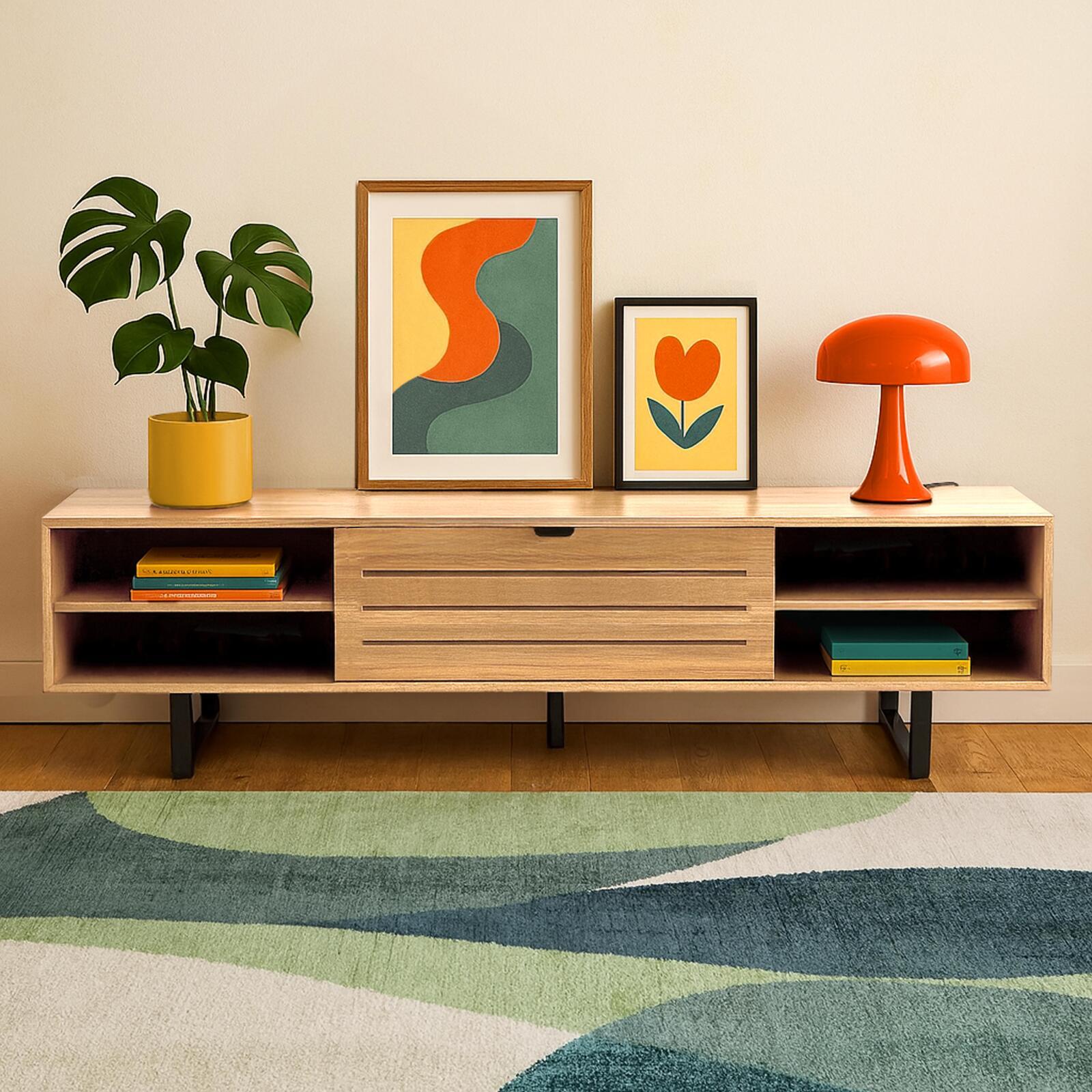 Mueble TV 160 cm efecto madera industrial