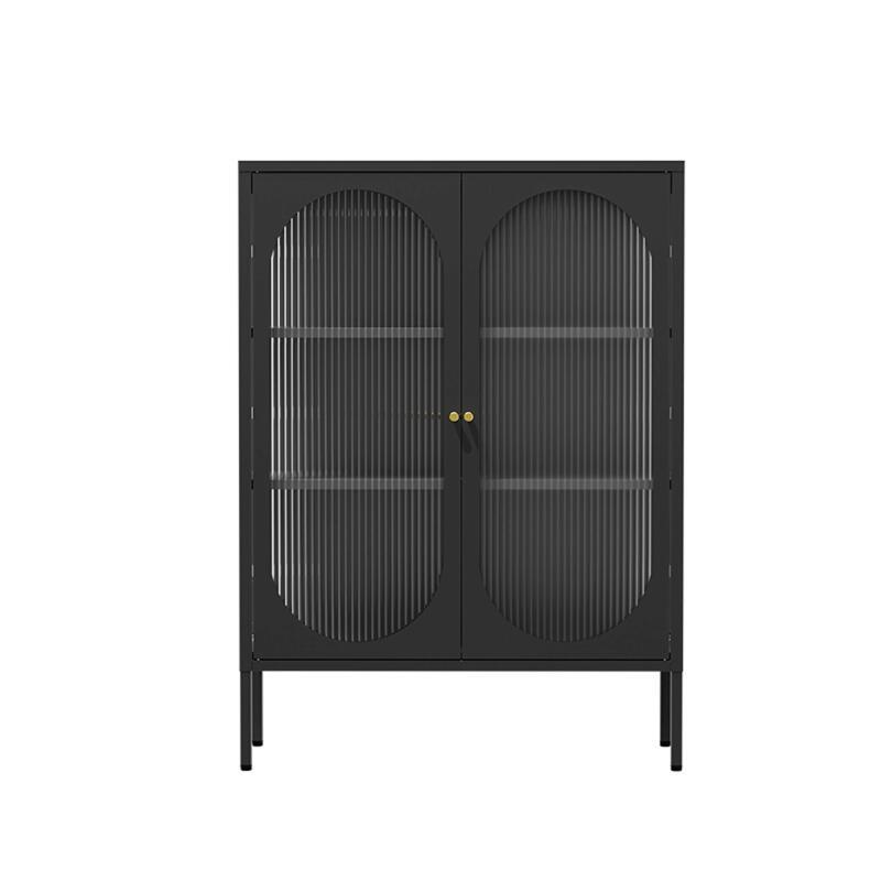 Aparador de metal y cristal 2 puertas 80 cm