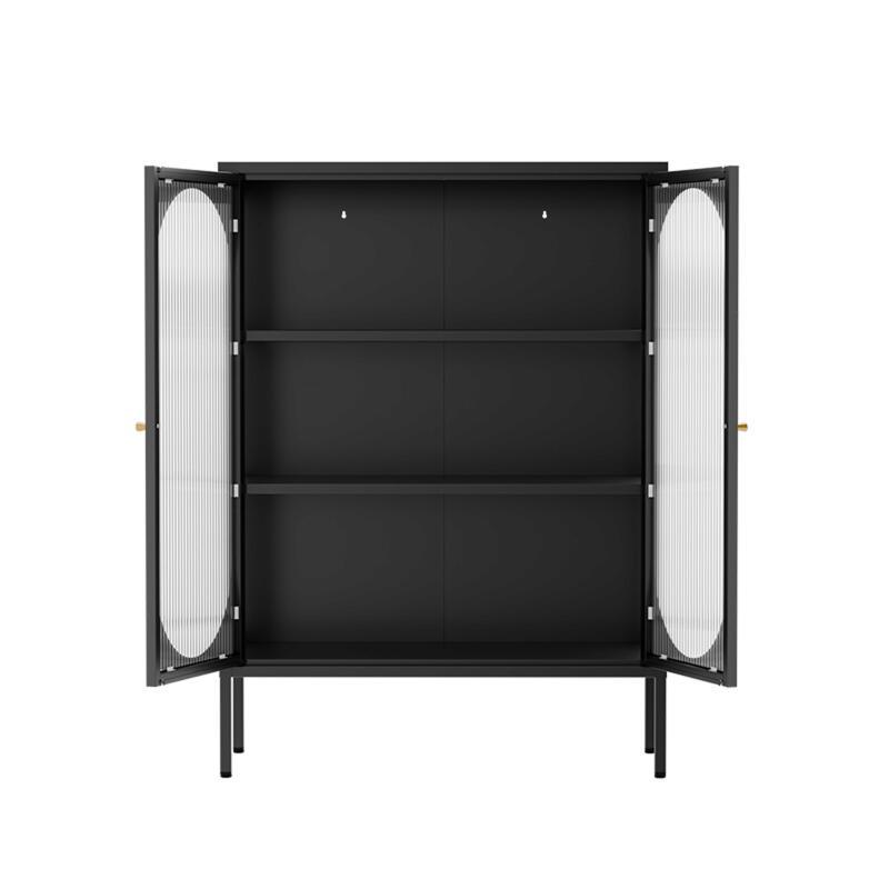 Aparador de metal y cristal 2 puertas 80 cm