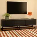 Mueble TV negro 180 cm efecto madera moderno