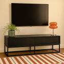 Mueble TV negro 140 cm efecto madera moderno