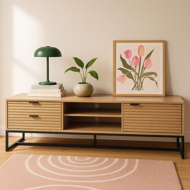 Mueble TV de MDF con decoración en melamina FSC® 150 cm