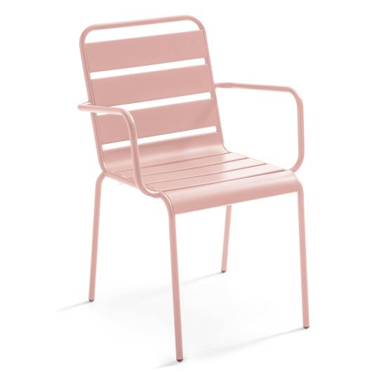 Silla de jardín de metal con reposabrazos | Oviala