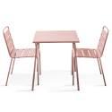 Mesa de jardín bistro cuadrada de metal 70x70 cm y 2 sillas