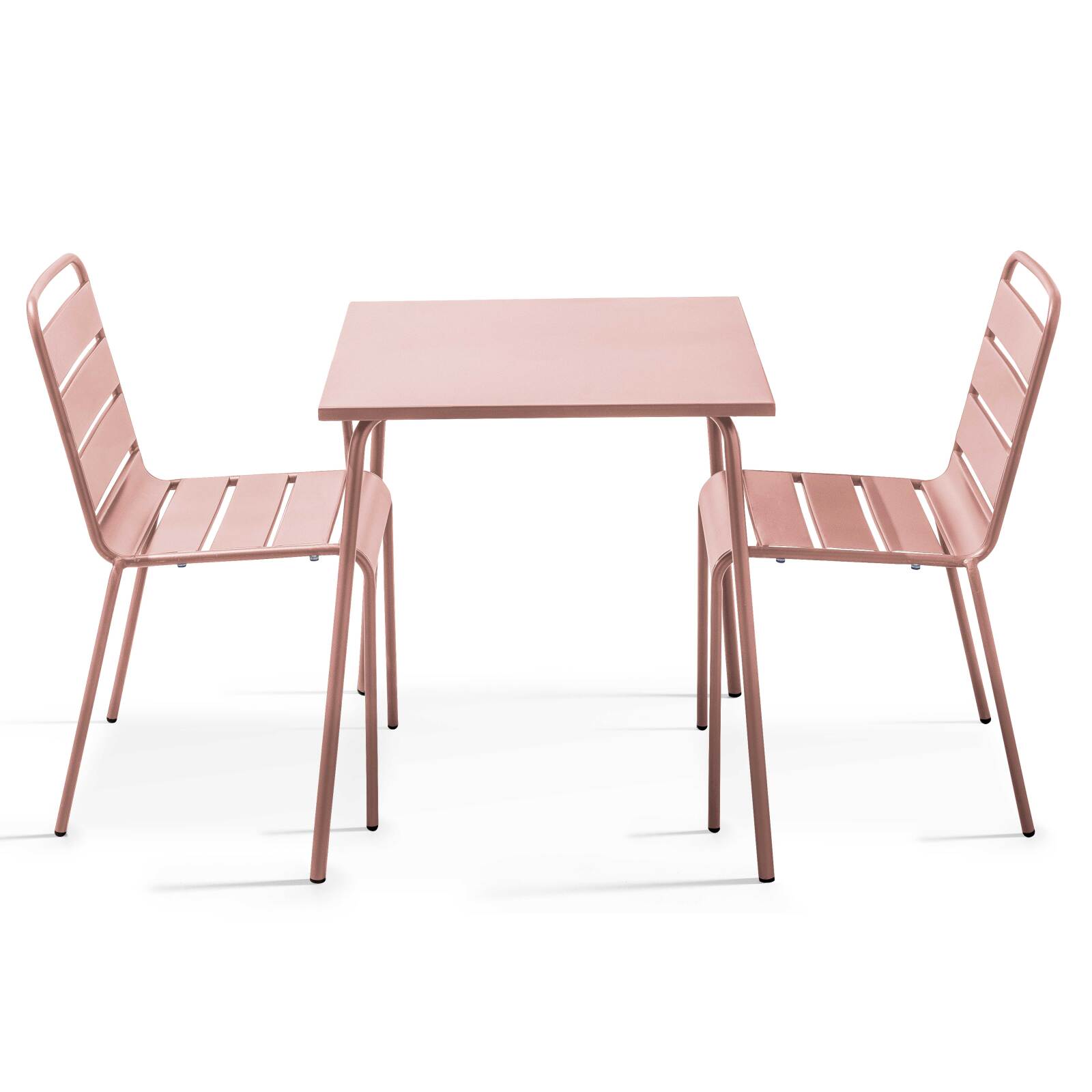 Mesa de jardín bistro cuadrada de metal 70x70 cm y 2 sillas