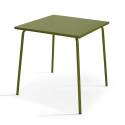 Mesa de jardín bistro cuadrada de metal 70x70 cm y 2 sillas con reposabrazos