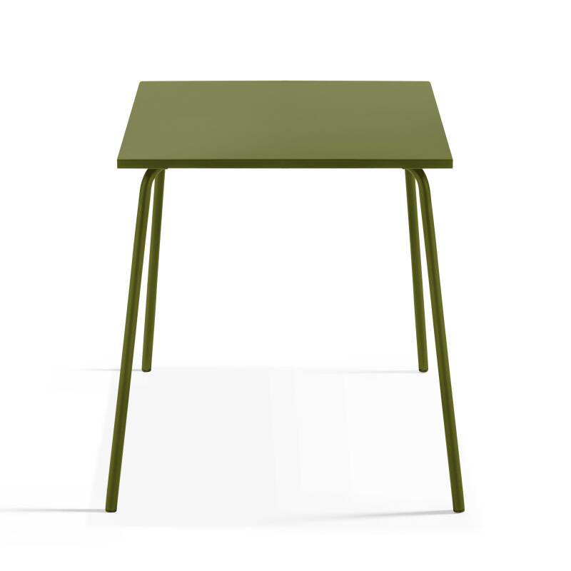 Mesa de jardín bistro cuadrada de metal 70x70 cm y 2 sillas con reposabrazos (2/8)