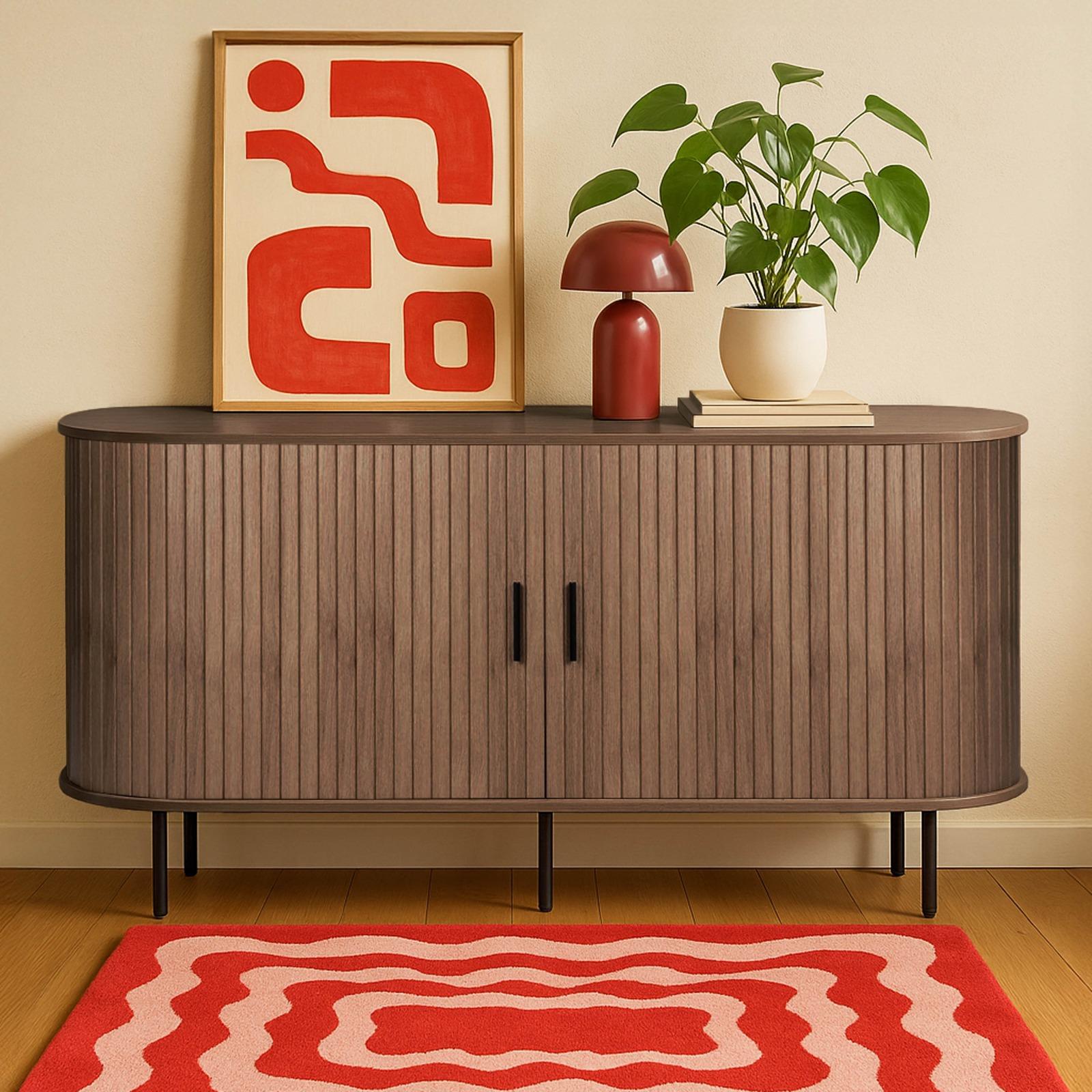 Aparador efecto madera y metal 2 puertas efecto lamas 140 cm Aparador efecto madera y metal 2 puertas efecto lamas 140 cm