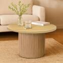 Mesa de centro efecto madera clara redonda 70 x 70 x 45 cm
