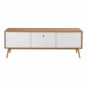 Mueble de TV efecto madera clara y blanco de 150 cm escandinavo
