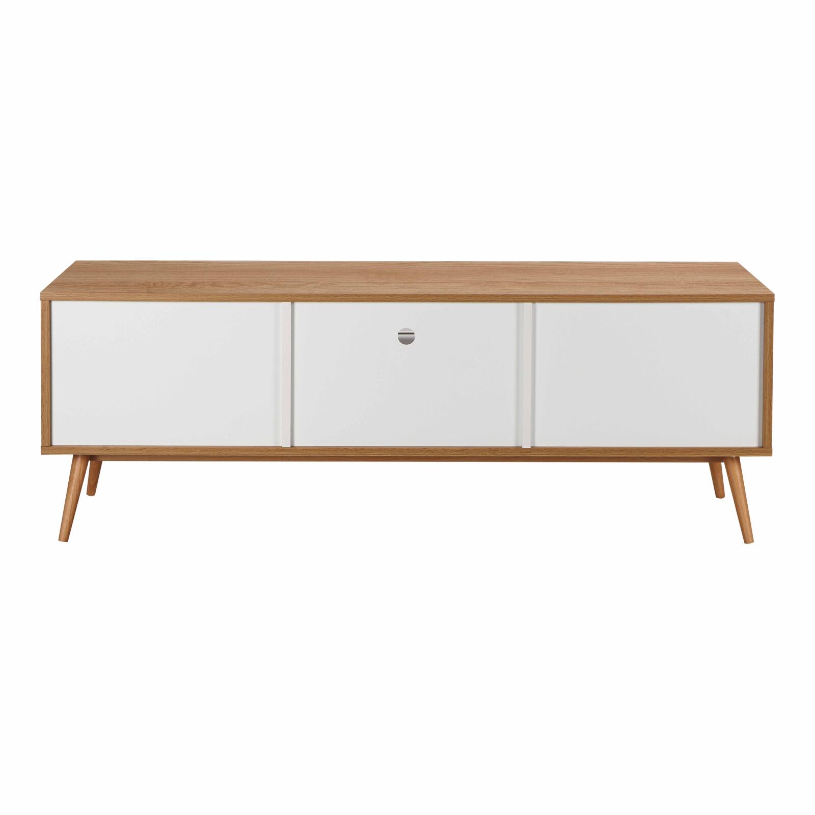 Mueble de TV efecto madera clara y blanco de 150 cm escandinavo  