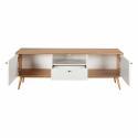 Mueble de TV efecto madera clara y blanco de 150 cm escandinavo