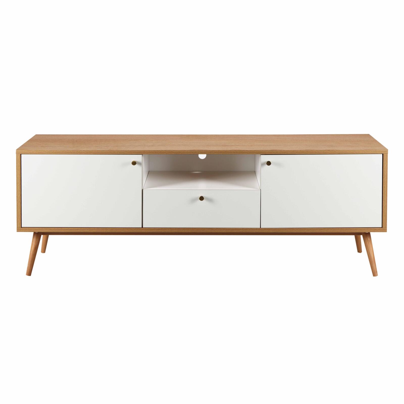Mueble de TV efecto madera clara y blanco de 150 cm escandinavo  