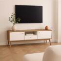 Mueble de TV efecto madera clara y blanco de 150 cm escandinavo