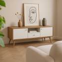 Mueble de TV efecto madera clara y blanco de 150 cm escandinavo  