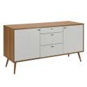 Aparador escandinavo efecto madera clara 2 puertas 3 cajones 150 cm