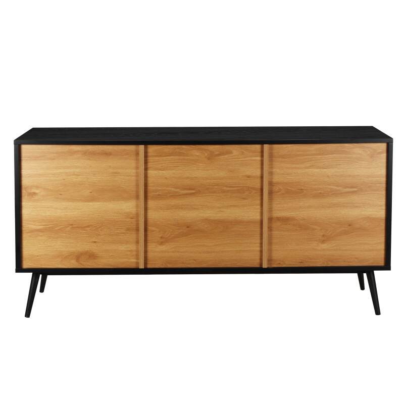 Aparador escandinavo efecto madera clara 2 puertas 3 cajones 150 cm