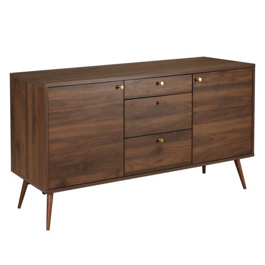 Aparador diseño efecto madera clara 2 puertas 3 cajones 150 cm | Oviala