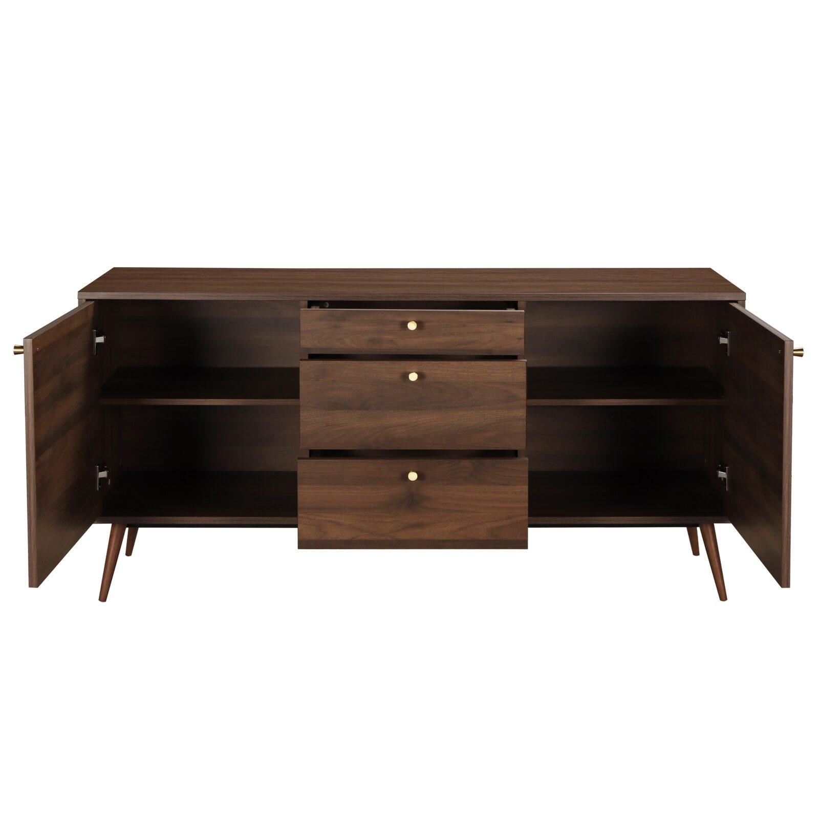 Aparador diseño efecto madera clara 2 puertas 3 cajones 150 cm