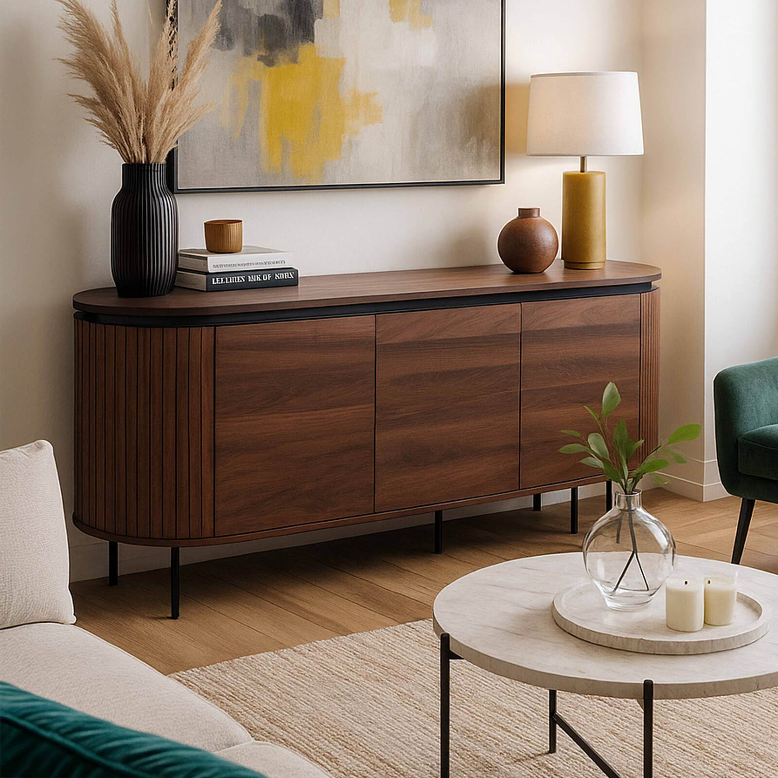 Aparador efecto madera 3 puertas de 160 cm