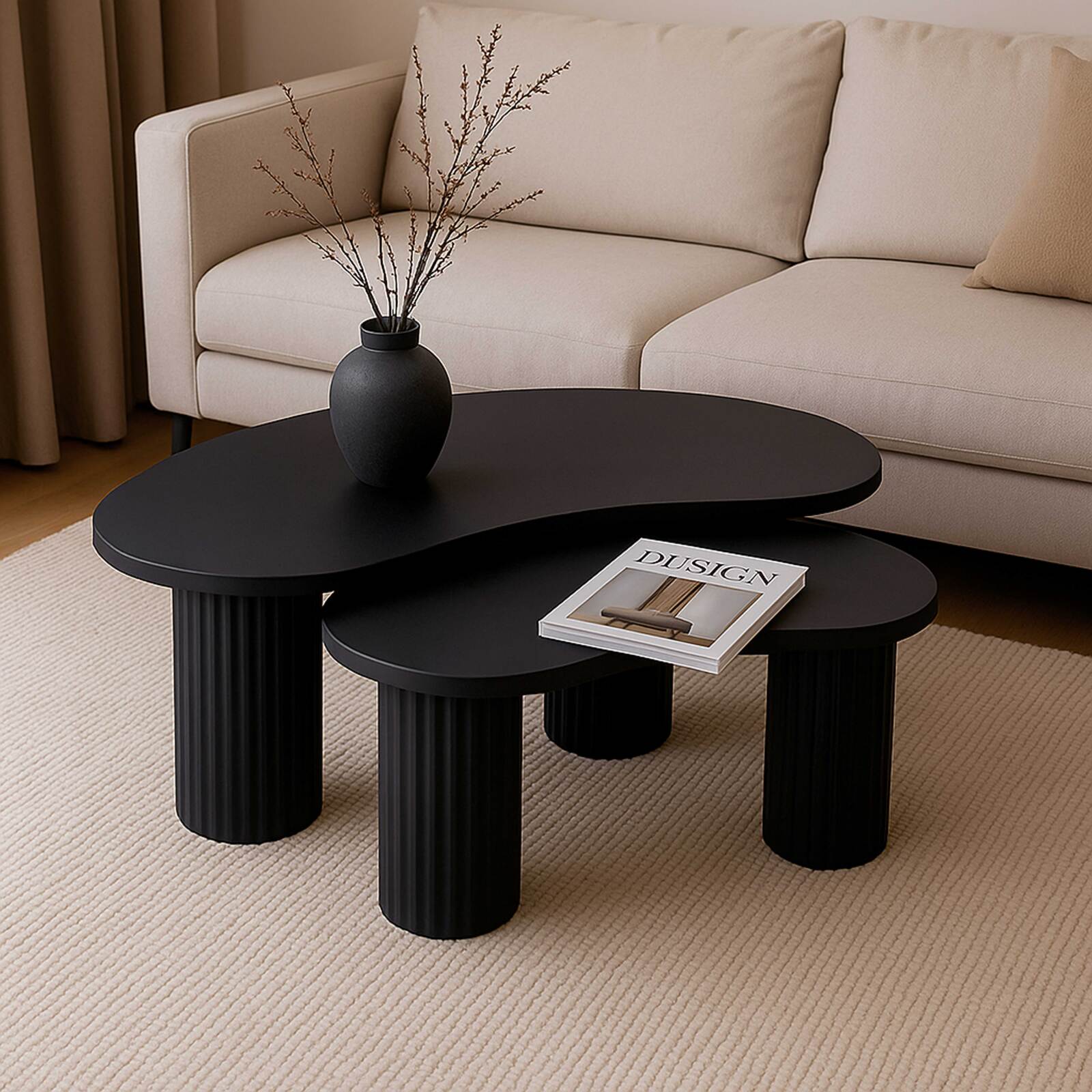 Mesas de centro nido de diseño con forma orgánica 42x70 cm y 60x100 cm Mesas de centro nido de diseño con forma orgánica 42x70 cm y 60x100 cm