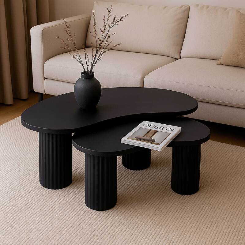 Mesas de centro nido de diseño con forma orgánica 42x70 cm y 60x100 cm