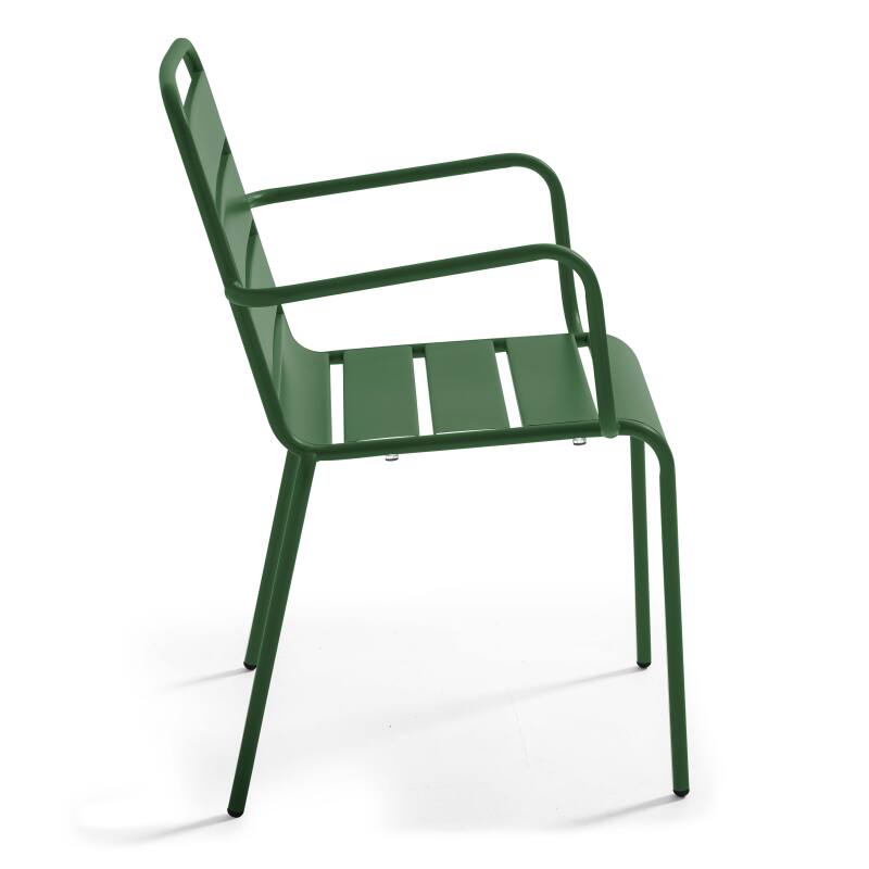 Mesa de jardín de metal 120x70 cm y 4 sillas con reposabrazos (7/8)