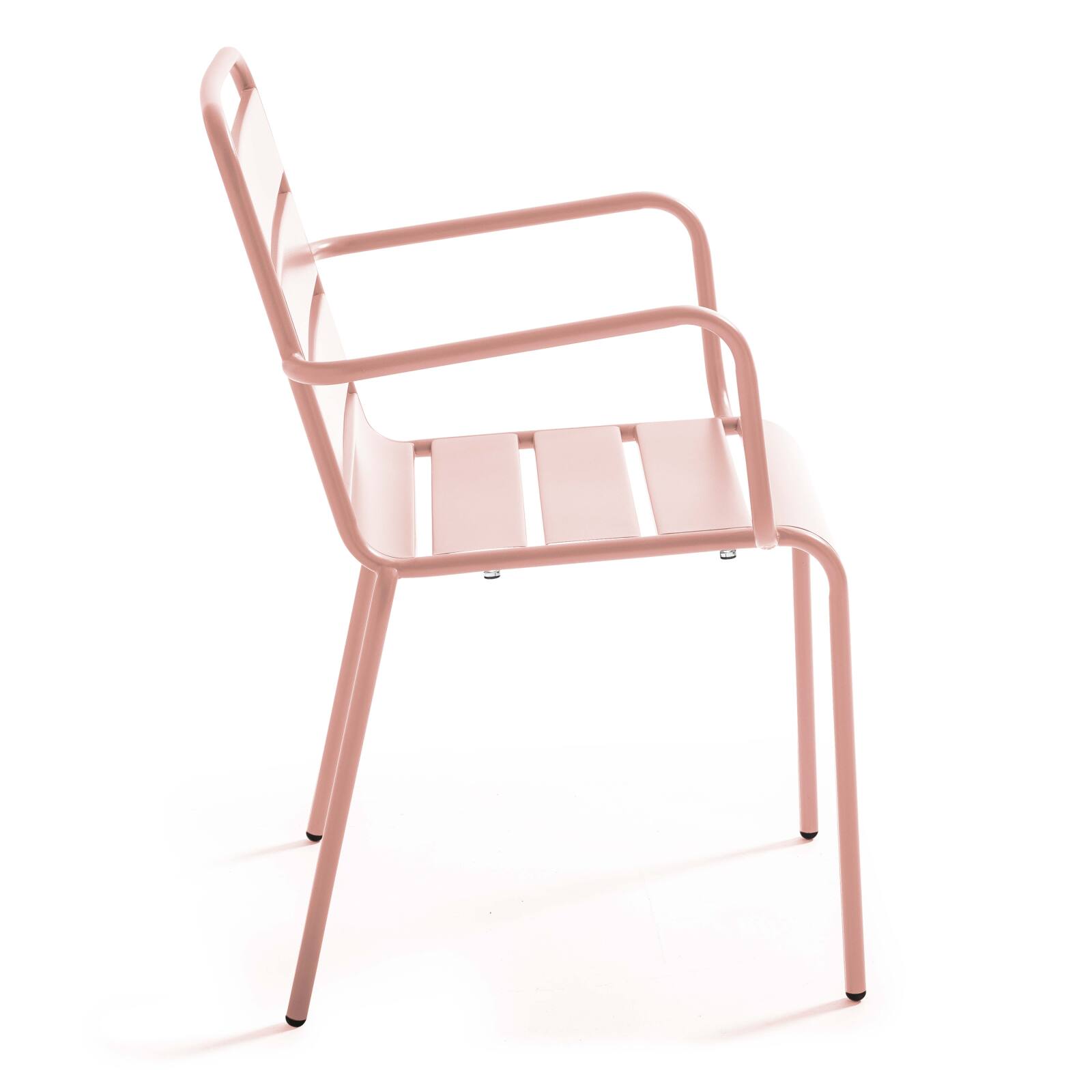 Mesa de jardín bistro cuadrada de metal 70x70 cm y 2 sillas con reposabrazos