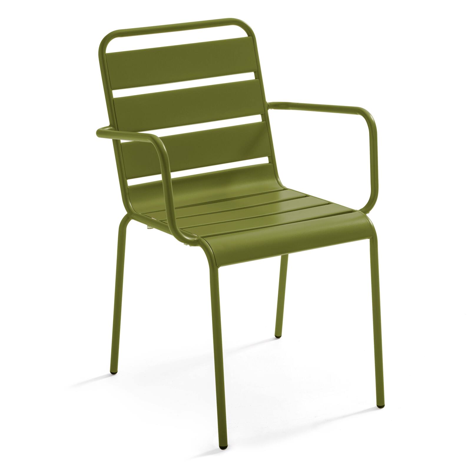 Mesa de jardín bistro cuadrada de metal 70x70 cm y 2 sillas con reposabrazos