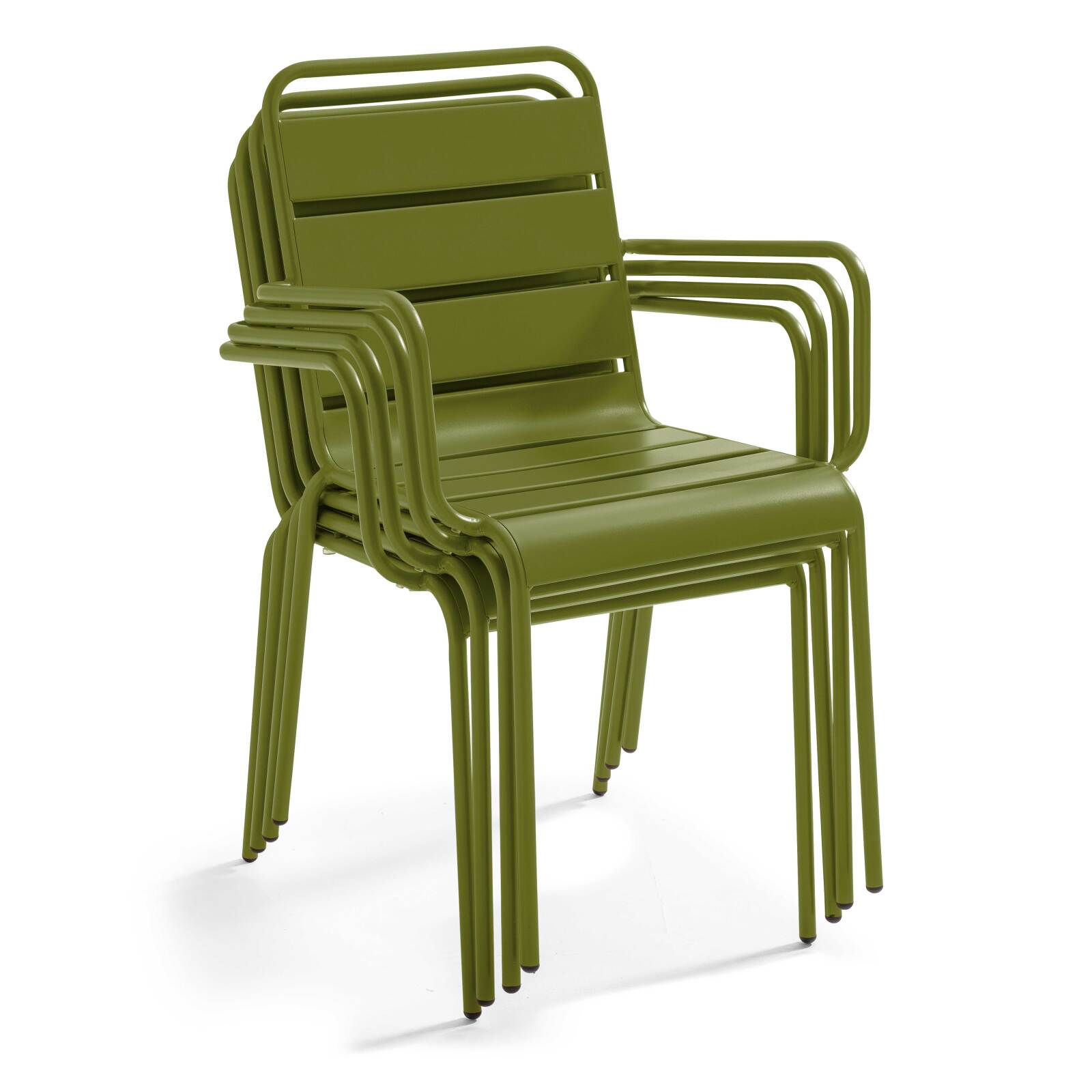 Mesa de jardín bistro cuadrada de metal 70x70 cm y 2 sillas con reposabrazos