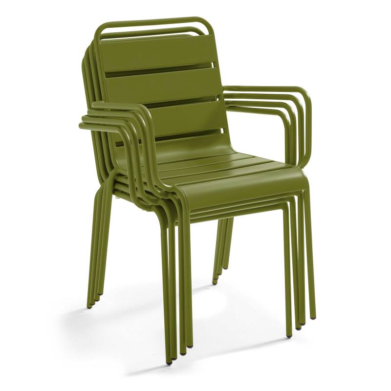 Mesa de jardín bistro cuadrada de metal 70x70 cm y 2 sillas con reposabrazos (6/8)