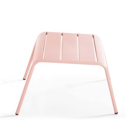 Lote de 2 sillones bajos y reposapiés de metal (6/7)