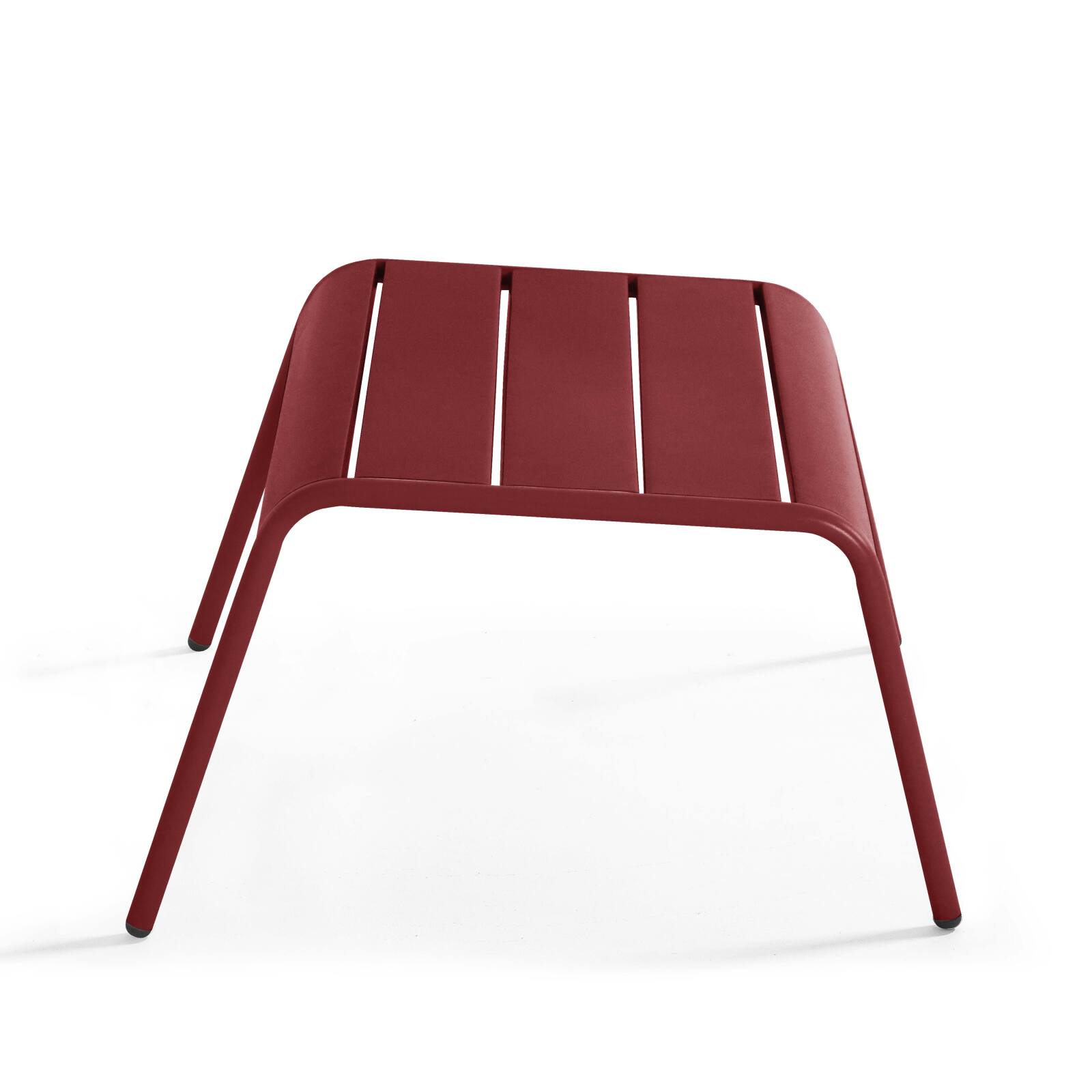 Lote de 2 sillones bajos y reposapiés de metal