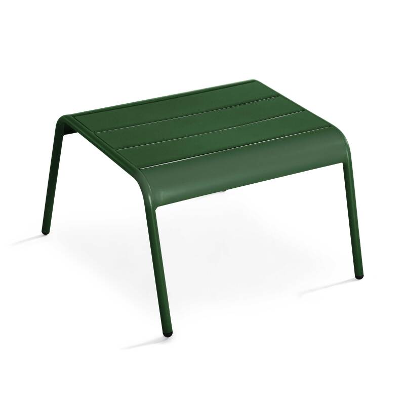 Lote de 2 sillones bajos y reposapiés de metal