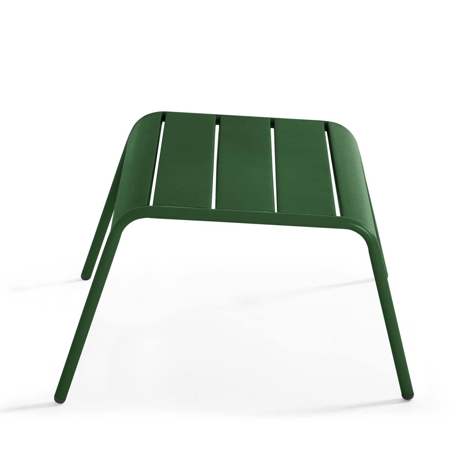 Lote de 2 sillones bajos y reposapiés de metal