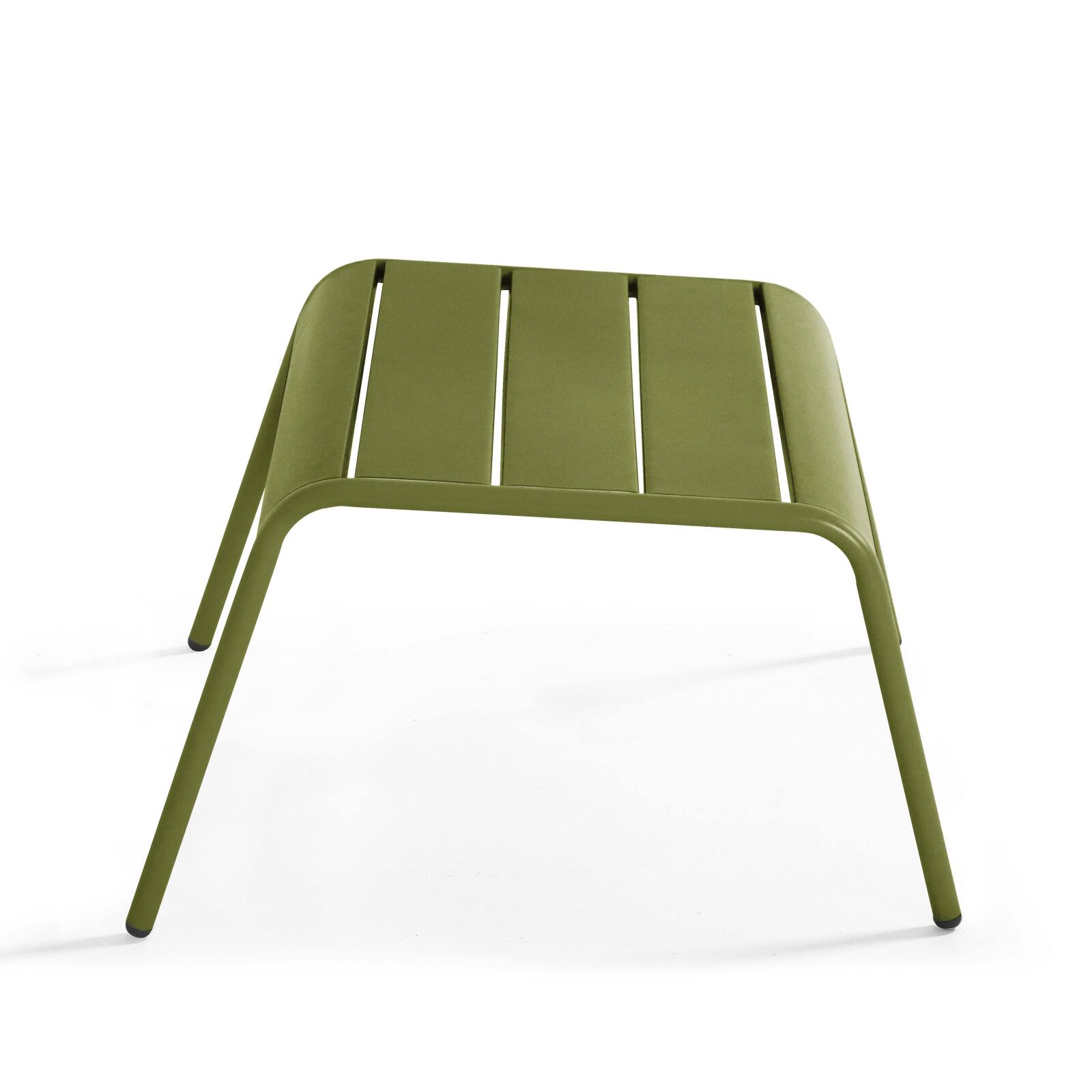 Lote de 2 sillones bajos y reposapiés de metal