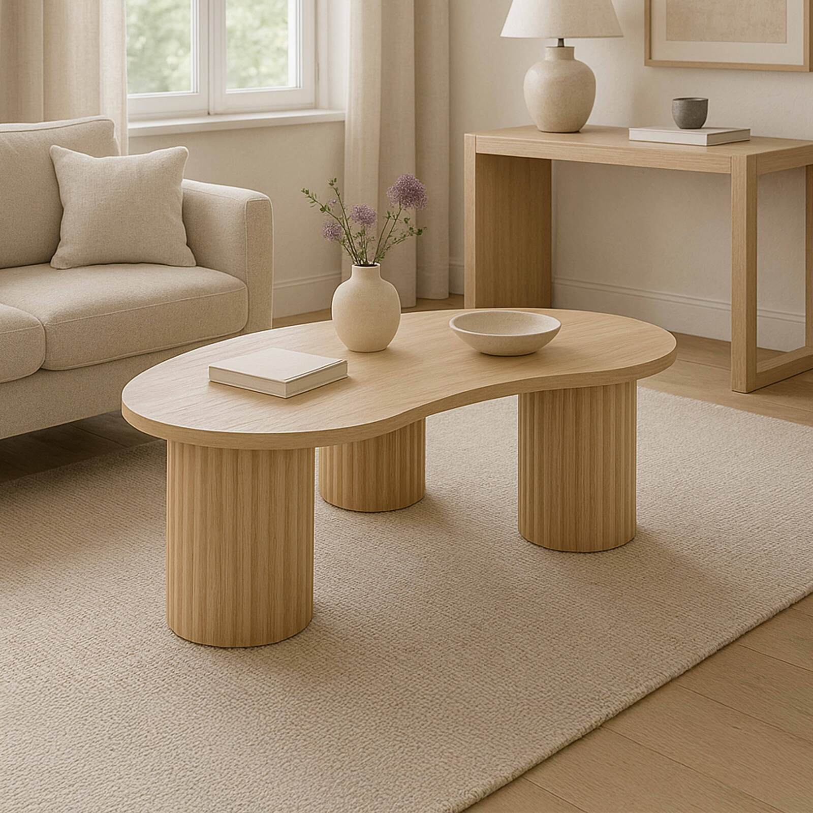 Mesa de centro de diseño con forma orgánica 100x60 cm